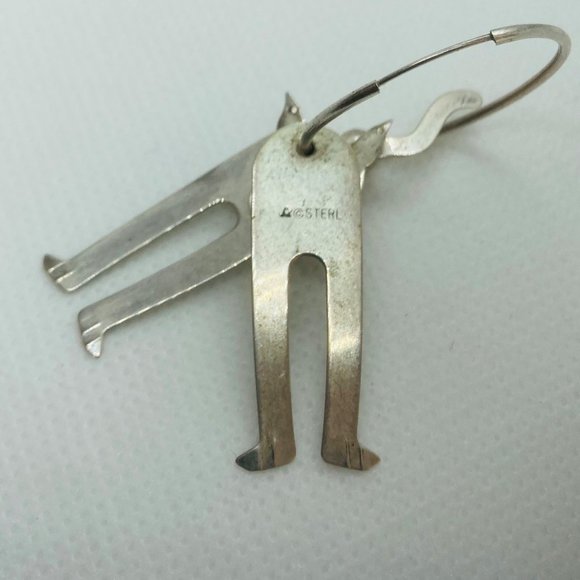 Sterling Kitten Cat Hoop Earrings 6g - Picture 4 of 10